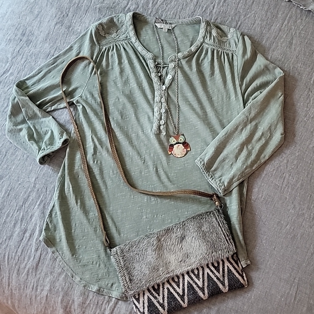 Lucky Brand Button Front Pullover Top